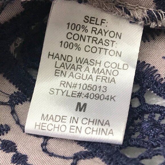 Altar'd State Embroidered Tunic Top Women's Medium 100% Rayon Lace Accents Blue - Picture 8 of 12